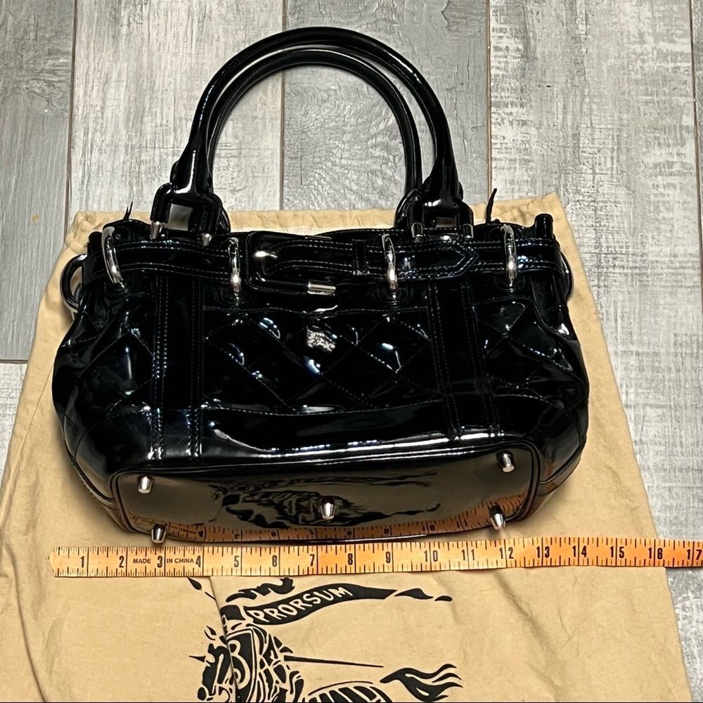 RARE Burberry Prorsum Black Patent Leather Quilted Beaton Check Hobo handbag - Picture 12 of 16